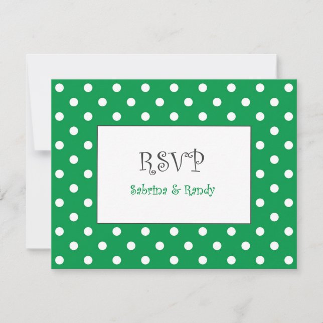 Custom Polka Dot Wedding RSVP Cards Karte (Vorderseite)