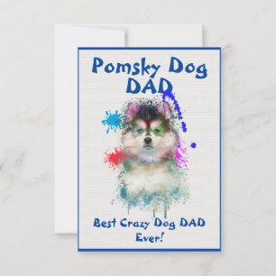 Custom Pomsky Papa Dog Best Crazy Dog Vater Dankeskarte