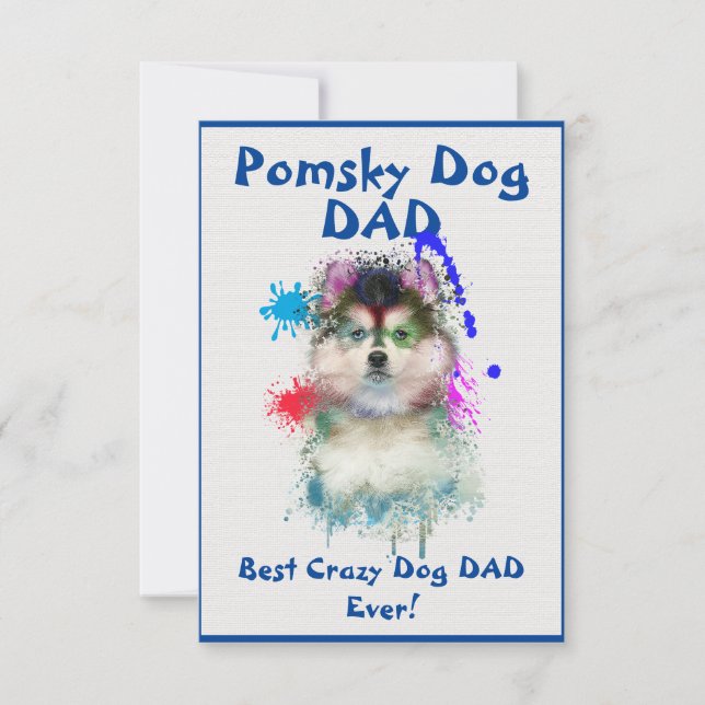 Custom Pomsky Papa Dog Best Crazy Dog Vater Dankeskarte (Vorderseite)