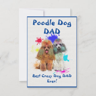 Custom Poodle Papa Hund Bester Crazy Dog Vater Dankeskarte