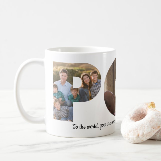 Custom POP 3 Foto Collage Quote Vatertag Kaffeetasse (Mit Donut)