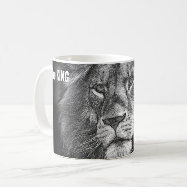 Custom Pop Art Design Animals Löwe Gesicht König Kaffeetasse (Vorderseite Links)