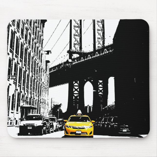 Custom Pop Art Nyc New York City Gelbes Taxi Mousepad (Vorne)