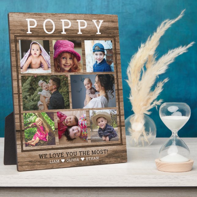 Custom Poppy Wir Liebe Sie 8 Foto Collage Holz Fotoplatte (Seite)