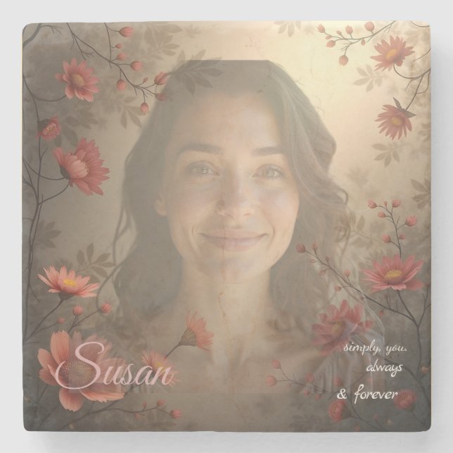 Custom Portrait for Her – Personalized Photo Gift Steinuntersetzer (Vorderseite)