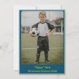 Custom Portrait Photo Soccer Birthday Party Invite Feiertagskarte