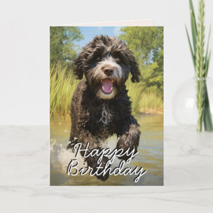 Custom Portuy Water Dog Happy Birthday Card Dankeskarte