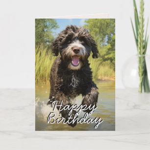 Custom Portuy Water Dog Happy Birthday Card Dankeskarte