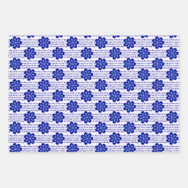 Custom Positive Vibes, Blue Floral Evil Eye Amulet Geschenkpapier Set