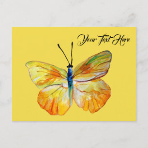 Custom Postcard, Yellow Butterfly Wassercolor art Postkarte