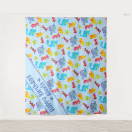 Custom Powder Blue Niedlich Dinosaurier Thema Gebu Wandteppich