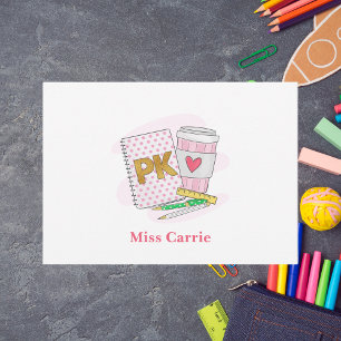 Custom Pre Kindergarten Pink Dop Notebook Kaffee Mitteilungskarte