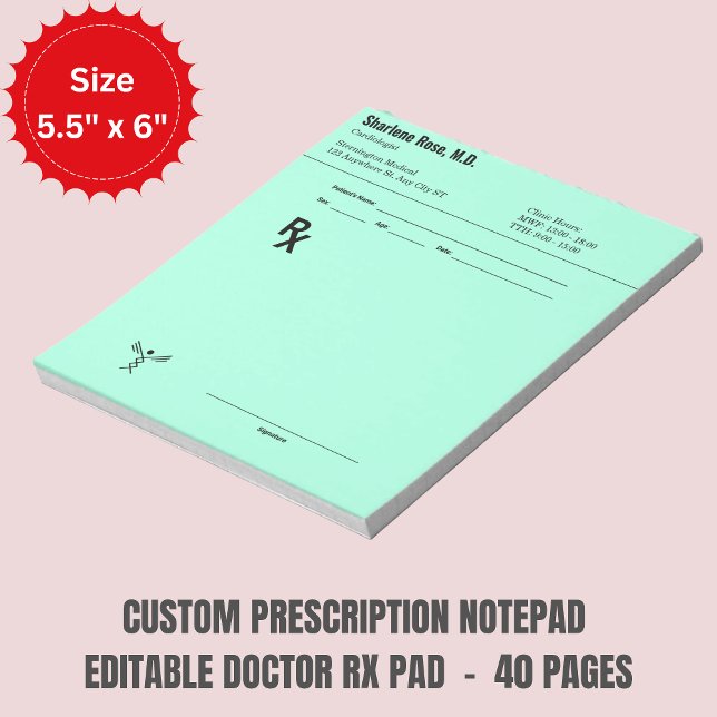 Custom Prescription Notepad – Editable Doctor RX Notizblock (Custom Prescription Notepad – Editable Doctor RX)