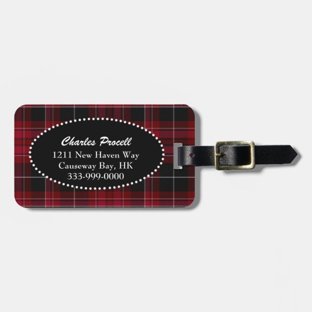 Custom Pride Wales Tartan Karierte Gepäckmarke Gepäckanhänger (Vorderseite horizontal)