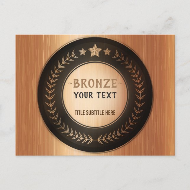 CUSTOM PRINT DIY MEDAL Bronze ADD IHR LOGO bearbei Ankündigungspostkarte (Vorderseite)