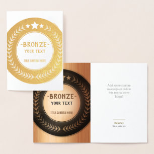 CUSTOM PRINT DIY MEDAL Bronze Champion EDITABLE Folienkarte