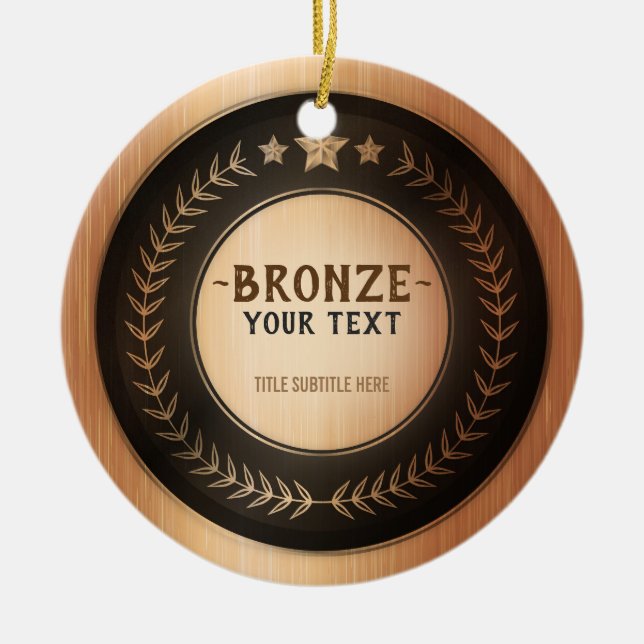 CUSTOM PRINT DIY MEDAL Bronze Champion EDITABLE Keramik Ornament (Vorne)