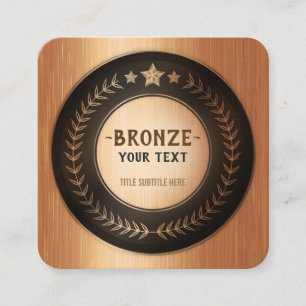 CUSTOM PRINT DIY MEDAL Bronze Champion EDITABLE Quadratische Visitenkarte