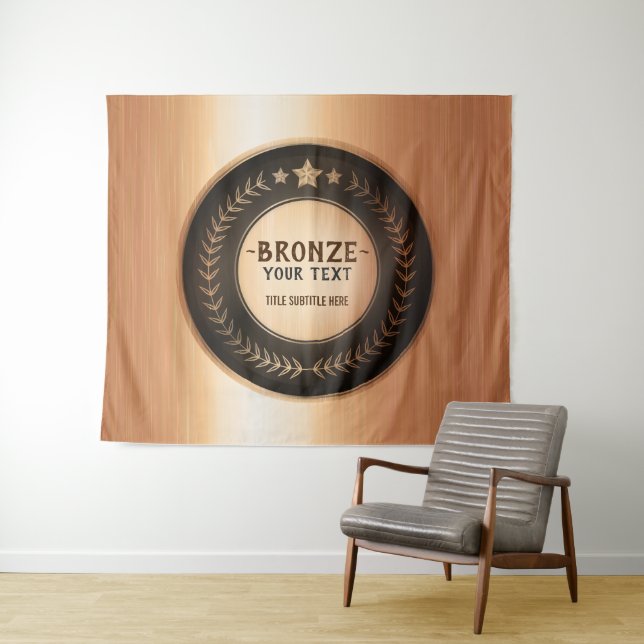 CUSTOM PRINT DIY MEDAL Bronze Champion EDITABLE Wandteppich (Beispiel (Horizontal))