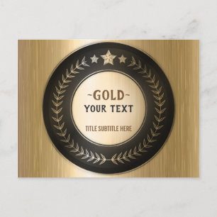 CUSTOM PRINT DIY MEDAL Gold #1 ADD YOUR LOGO Edit Ankündigungspostkarte