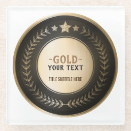 CUSTOM PRINT DIY MEDAL Gold #1 Champion EDITABLE Glasuntersetzer