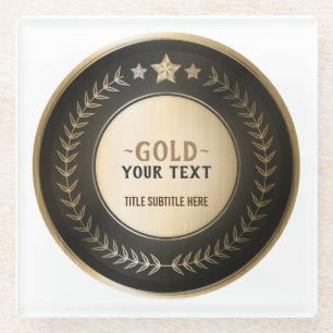 CUSTOM PRINT DIY MEDAL Gold #1 Champion EDITABLE Glasuntersetzer