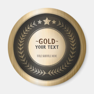CUSTOM PRINT DIY MEDAL Gold #1 Champion EDITABLE Magnet