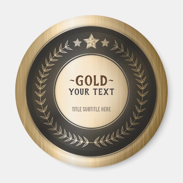 CUSTOM PRINT DIY MEDAL Gold #1 Champion EDITABLE Magnet (Vorne)