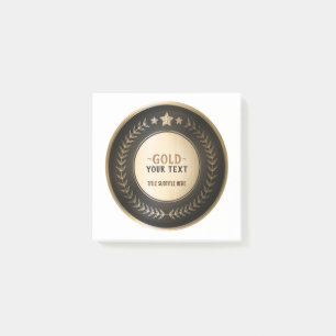 CUSTOM PRINT DIY MEDAL Gold #1 Champion EDITABLE Post-it Klebezettel