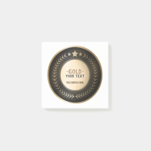 CUSTOM PRINT DIY MEDAL Gold #1 Champion EDITABLE Post-it Klebezettel (Vorderseite)