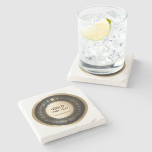 CUSTOM PRINT DIY MEDAL Gold #1 Champion EDITABLE Steinuntersetzer