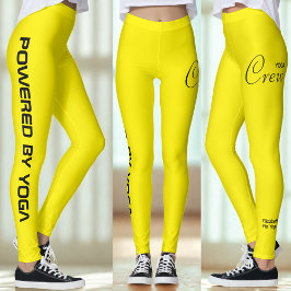 Custom Print Yoga Crew Bright Yellow Leggings