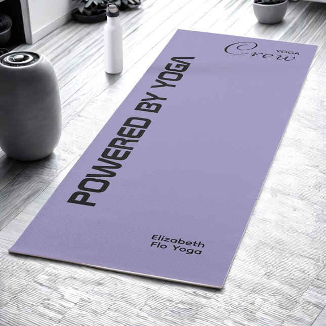 Custom Print Yoga Crew Ocean Pale Purple Yogamatte (Pale purple yoga mat in a modern studio.)