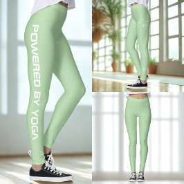 Custom Print Yoga Crew Pale Green Leggings