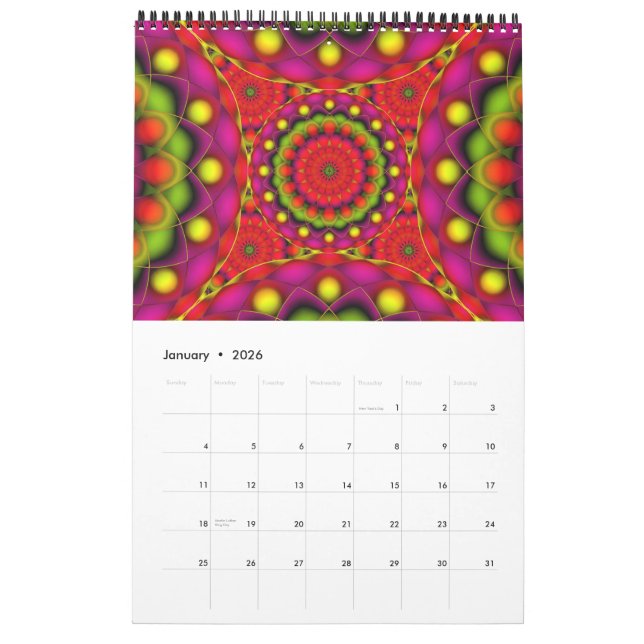 Custom Printed Calendar 2014 Mandala Psychedelic Kalender (Jan 2026)