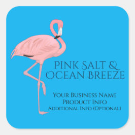 Custom Product Labels Beach Theme Flamingo Quadratischer Aufkleber