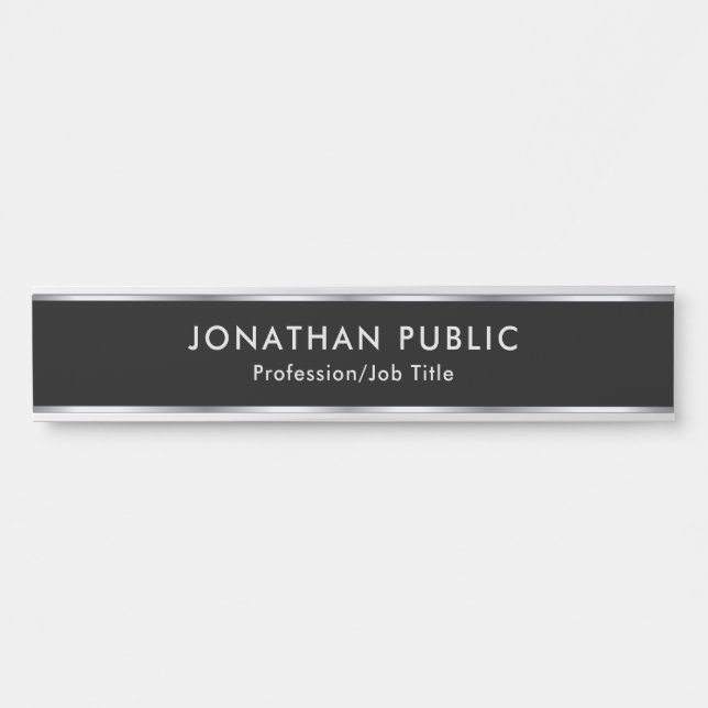 Custom Professional Elegant Black And Silver Home Türschild (Vorderseite )