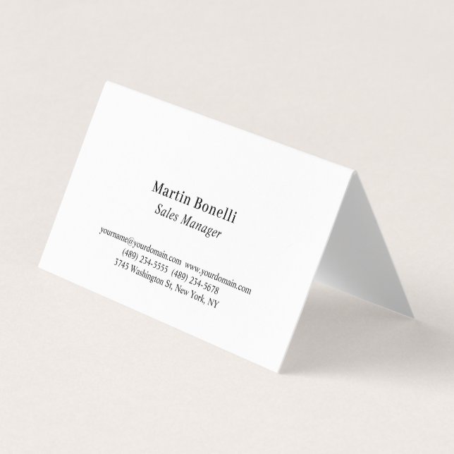 Custom Professional Plain Black & White Classical Visitenkarten (Vorderseite)