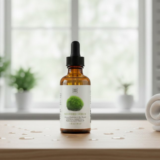 Custom Professional Seaweed Serum Skincare Label Rechteckiger Aufkleber (Von Creator hochgeladen)