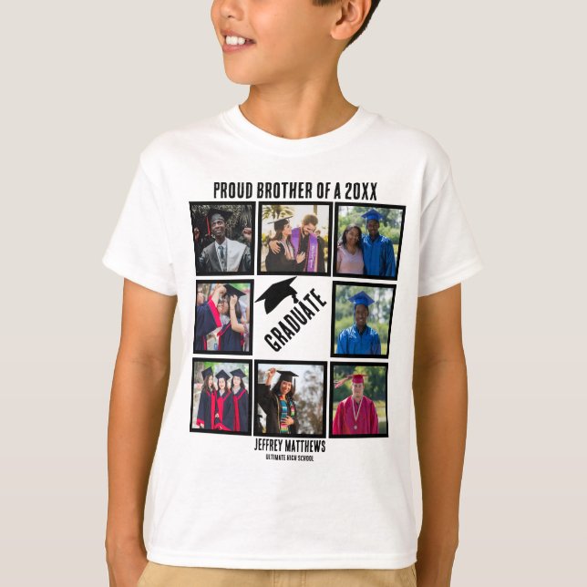 Custom Proud Brother Abschluss FotoCollage T-Shirt (Vorderseite)