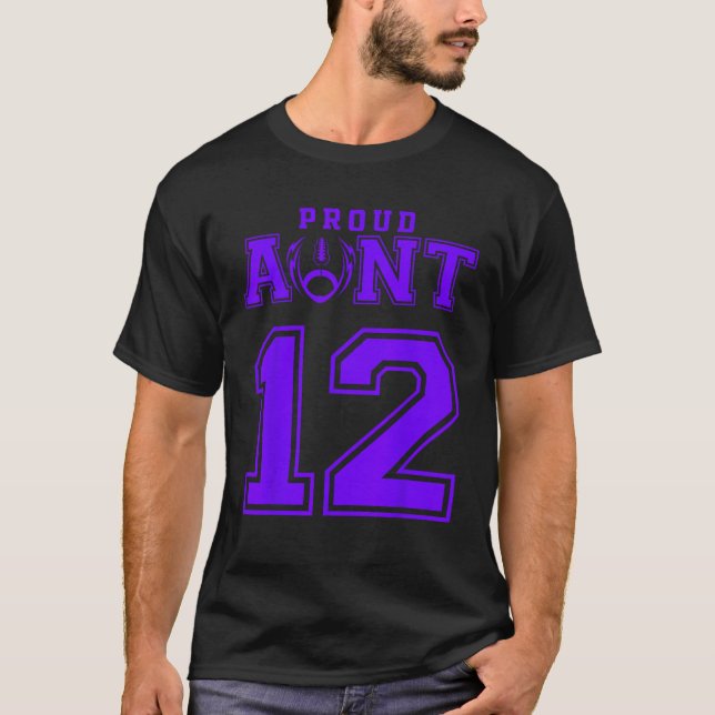 Custom Proud Football Aunt Number 12 P Personalize T-Shirt (Vorderseite)