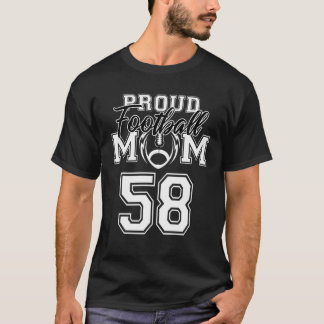 Custom Proud Football Mama Nr. 58 Personalisiert W T-Shirt