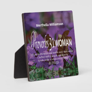 Custom PROVERBS 31 FRAU Inspirational Floral Fotoplatte