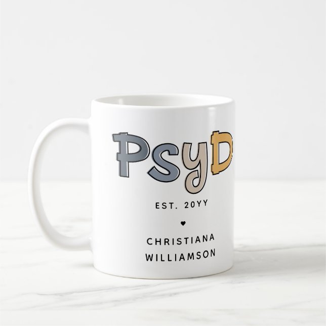 Custom PsyD Doctor of Psychology Psychologist Kaffeetasse (Links)