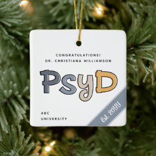 Custom PsyD Doctor of Psychology Psychologist Keramikornament