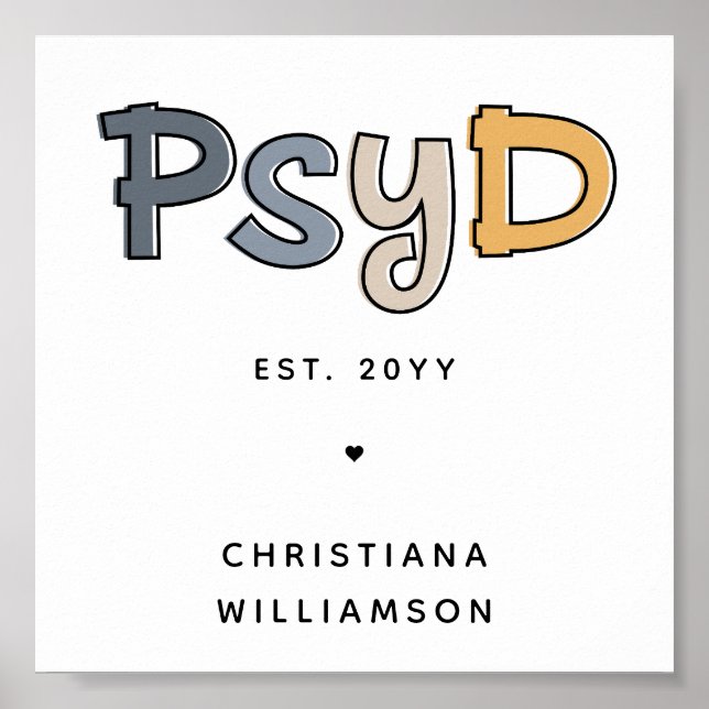 Custom PsyD Doctor of Psychology Psychologist Poster (Vorne)