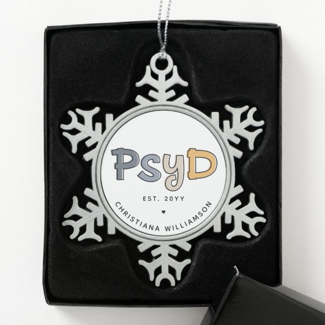 Custom PsyD Doctor of Psychology Psychologist Schneeflocken Zinn-Ornament (Box)
