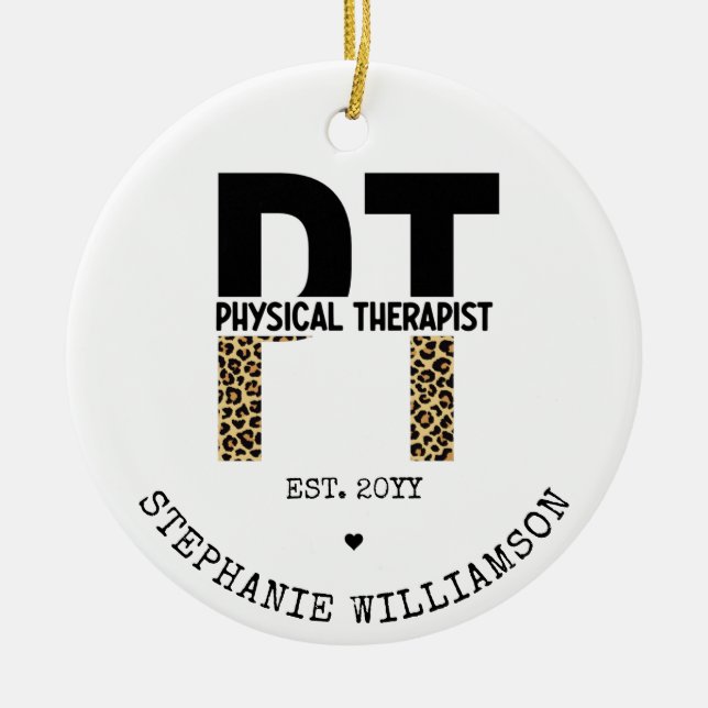 Custom PT Physiotherapeut Cheetah Print Keramik Ornament (Vorne)