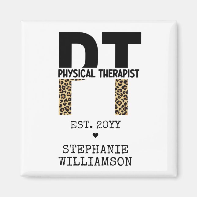 Custom PT Physiotherapeut Cheetah Print Magnet (Vorne)