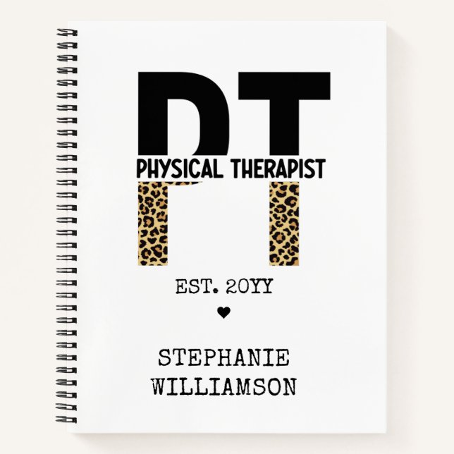 Custom PT Physiotherapeut Cheetah Print Notizbuch (Vorderseite)